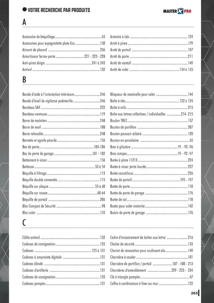 Guide Quincaillerie Serrurerie 2025 - 2026 du 1 avril au 1 avril 2026 - Catalogue page 265