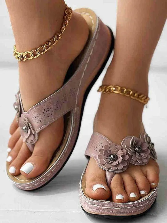 Flower Slip On Summer Beach Flop Slippers