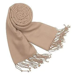 Châle Pashmina uni à franges