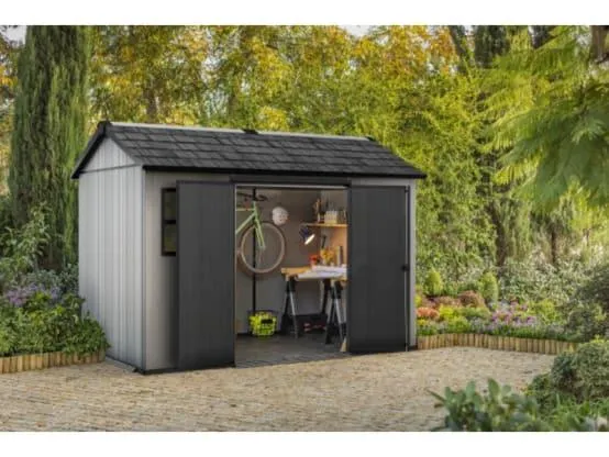 Abri de jardin résine anthracite avec plancher 8m² Brossium Keter