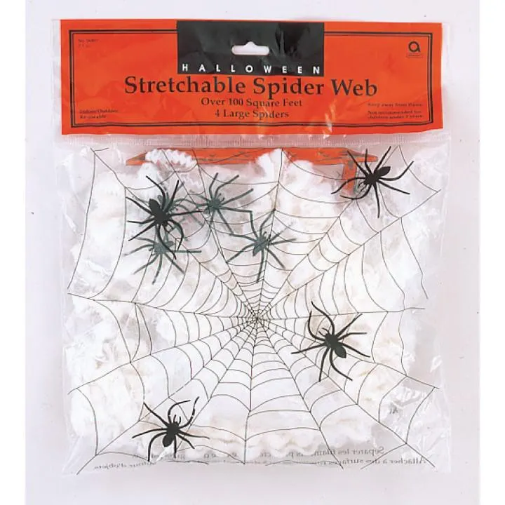 Toile d'araignée 57 g avec 4 araignées Halloween