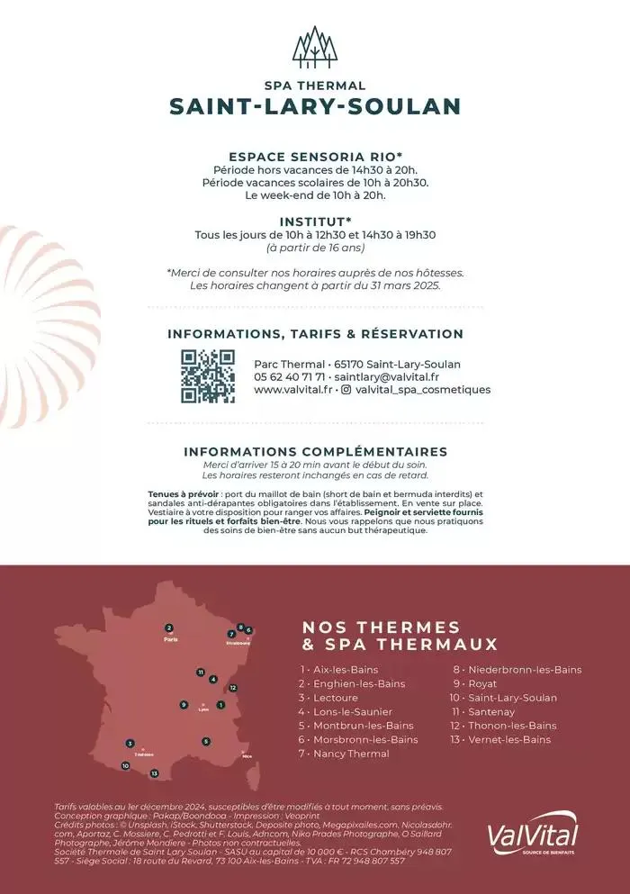 Carte Spa Saint-Lary-Soulan 2025 du 9 décembre au 31 décembre 2025 - Catalogue page 12