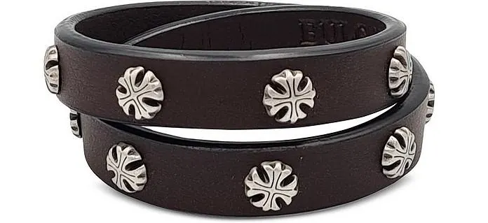 Zamak and Vegan Leather Double Bracelet