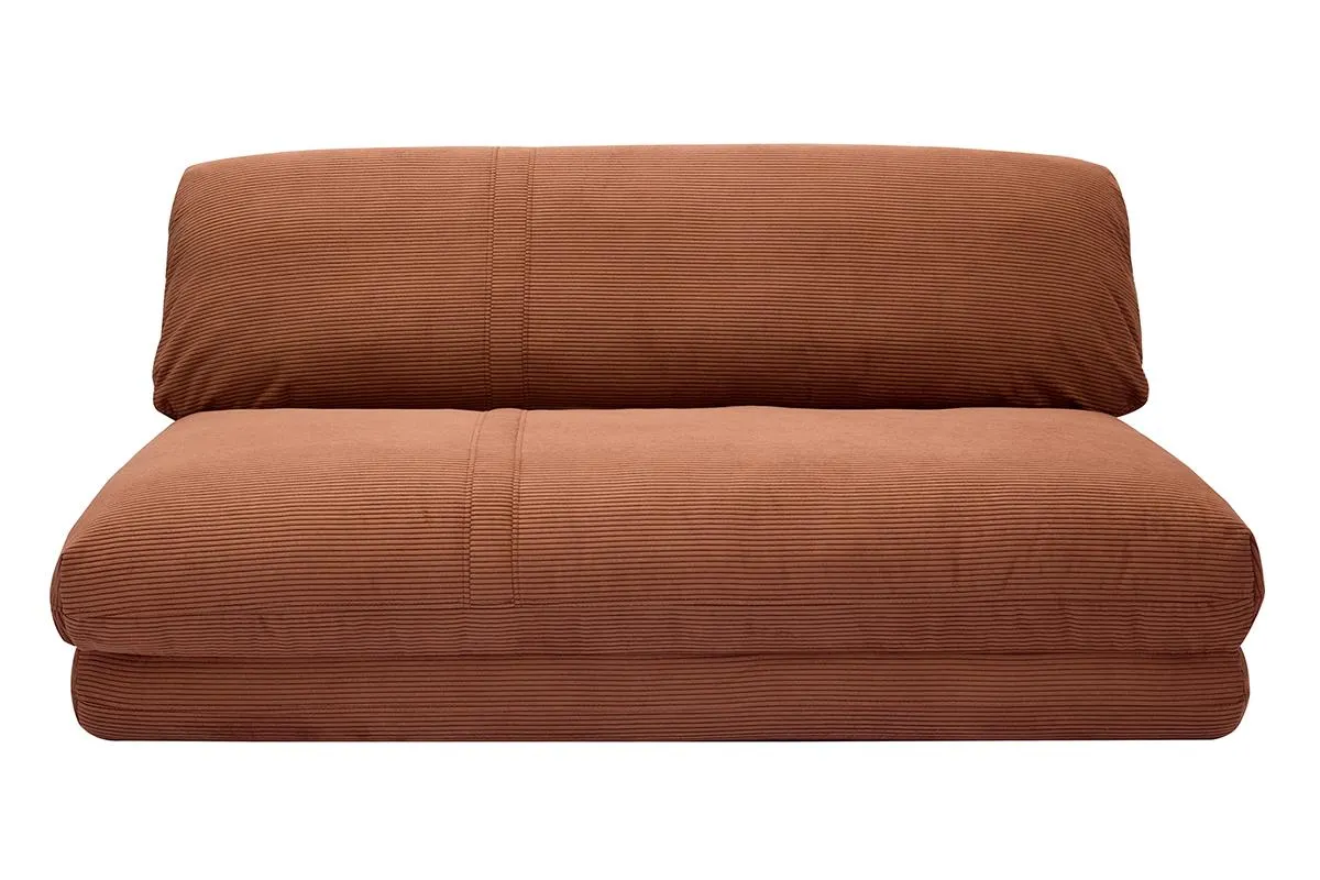 Chauffeuse convertible 2 places en tissu velours côtelé terre brûlée SPENCER