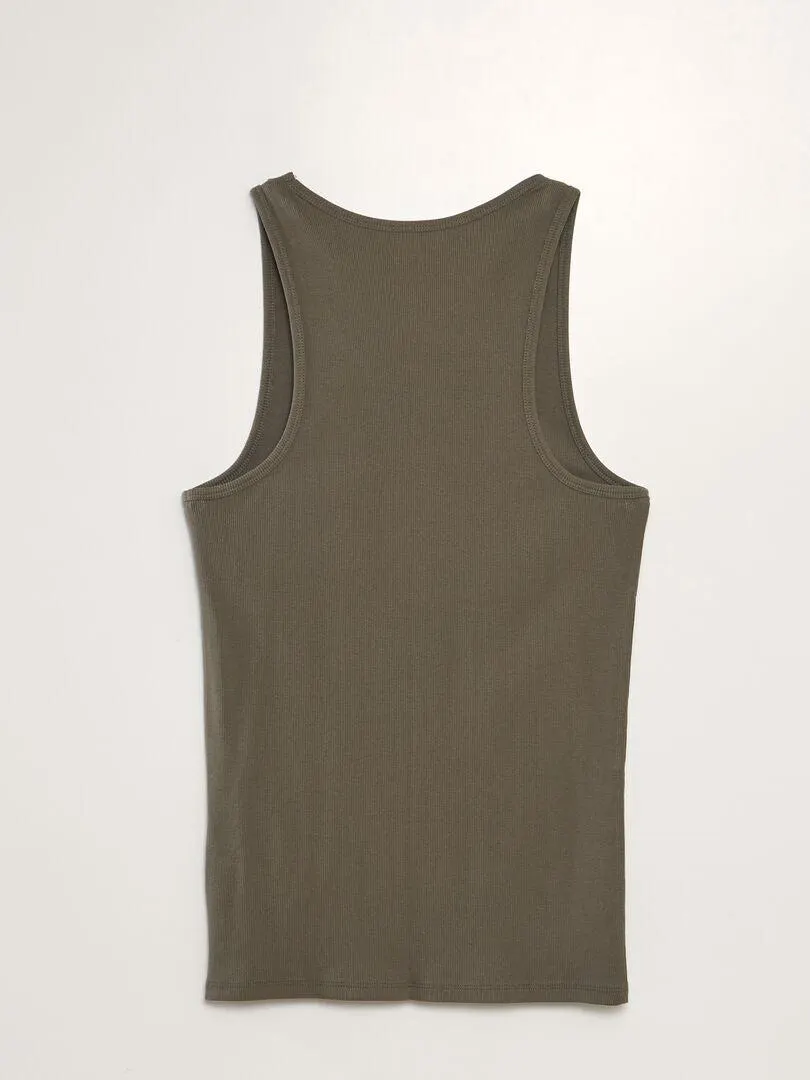 Camiseta lisa sin mangas - KAKI