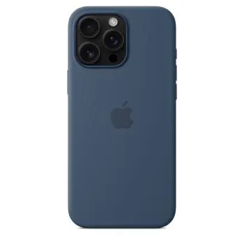Coque silicone MagSafe denim pour iPhone 16 Pro Max