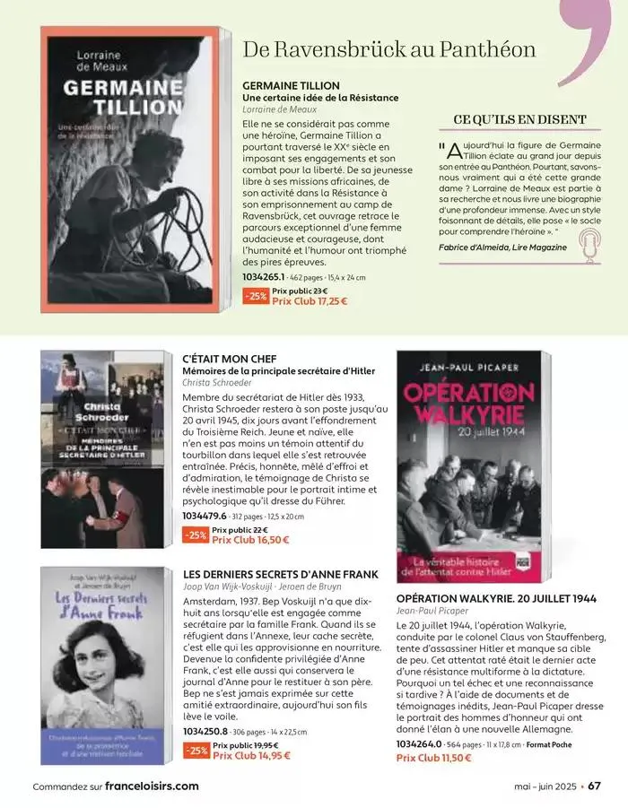 Mai - Juin 2025 du 30 avril au 30 juin 2025 - Catalogue page 67