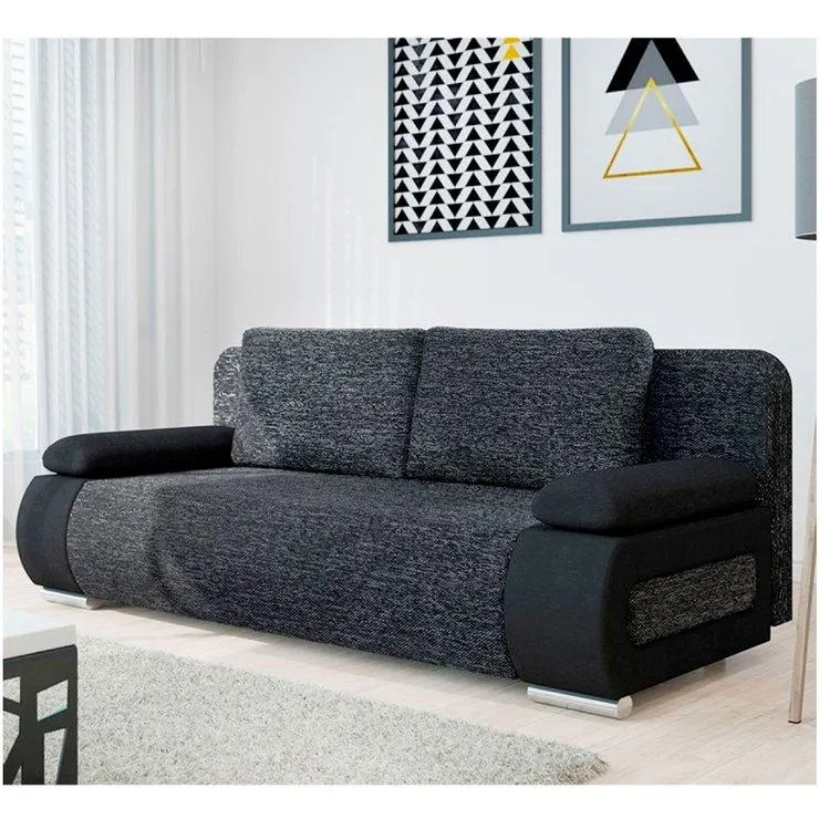 EMMA CANAPE CONVERTIBLE TISSU ANTHRACITE NOIR