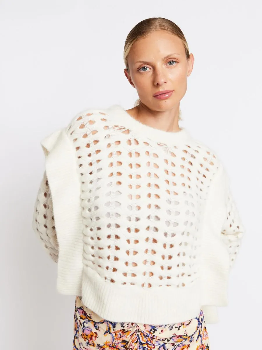 ACELIA | Pull blanc oversize manches bouffantes