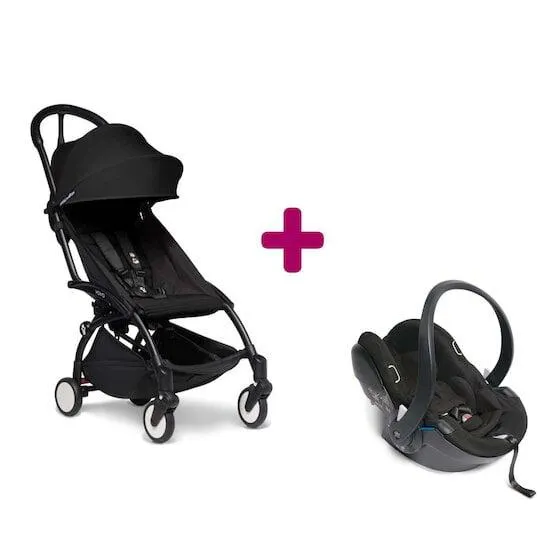Pack poussette YOYO² chassis noir + coque yoyo + pack 6+ noir de BABYZEN