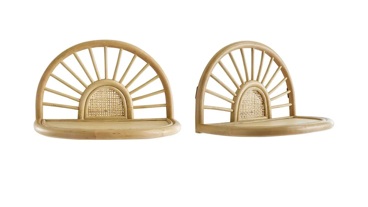 Étagères murales en rotin naturel et cannage L40 cm (lot de 2) BOW