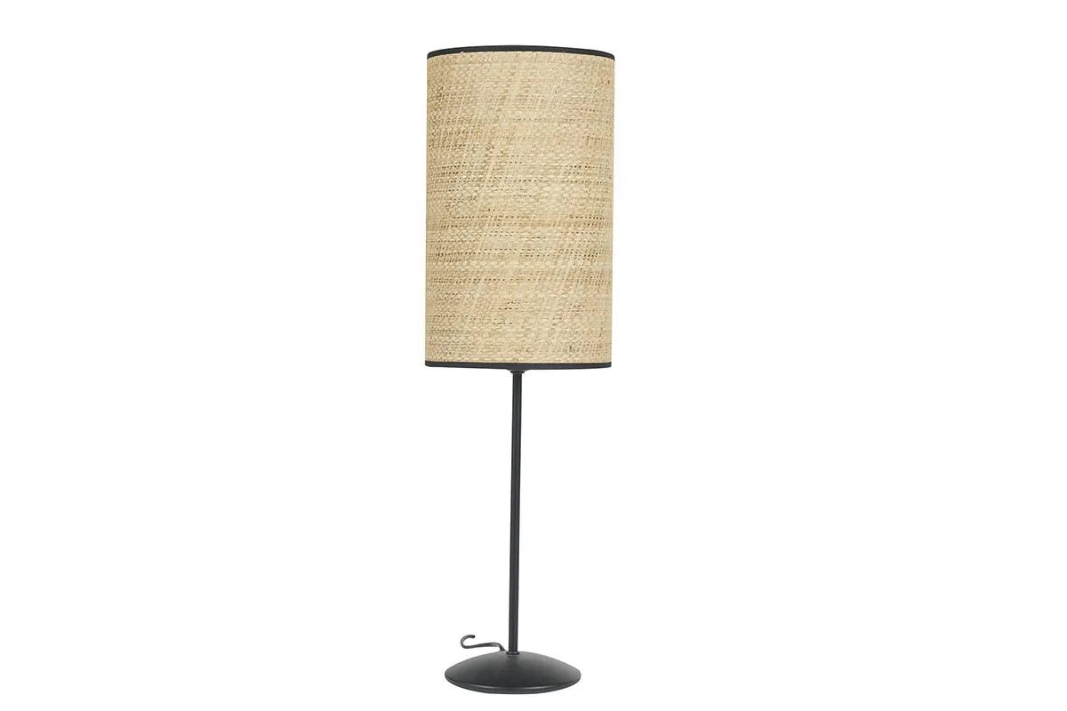 Lampe à poser en rabane et métal noir H56.5 cm ALOE