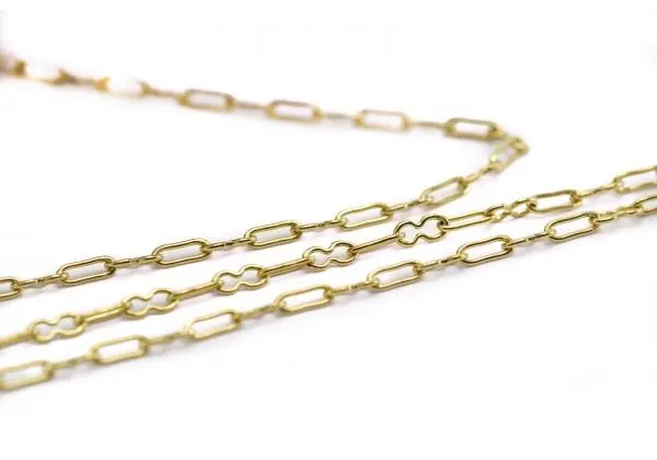 Chaîne Maille Trombone Alternée fantaisie en Acier Inoxydable - Dim. : 5 x 1,8 x 0,5 mm - Couleur Doré (Vendue au mètre)