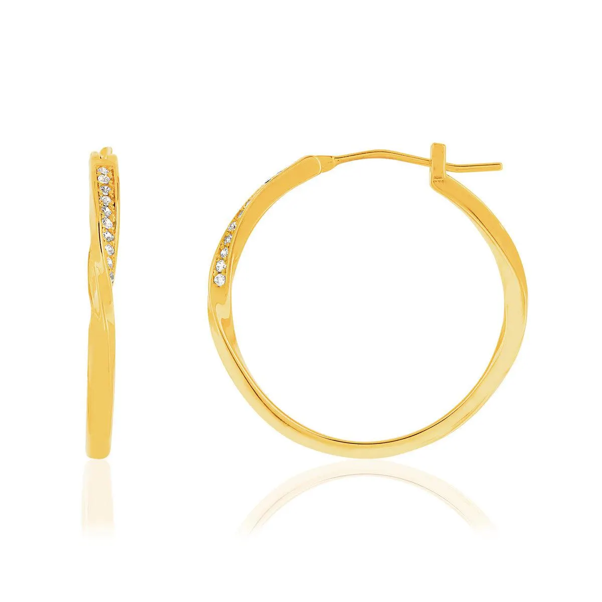 Créoles plaqué or zirconias 25 mm