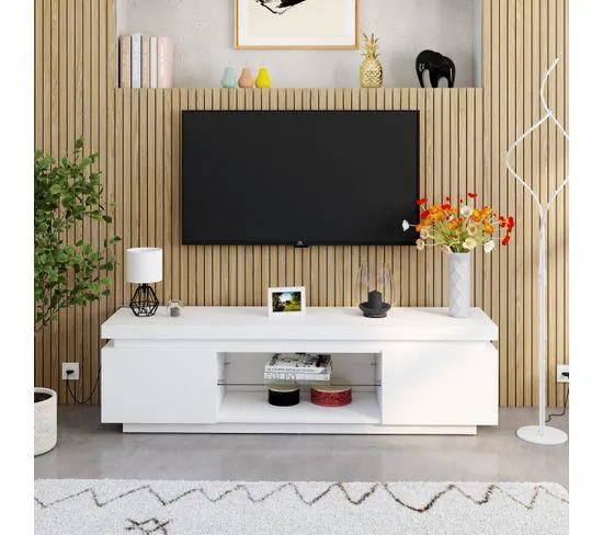 Meuble TV L.175cm AUCKLAND blanc laqué