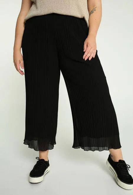 Pantalon uni en voile plissée