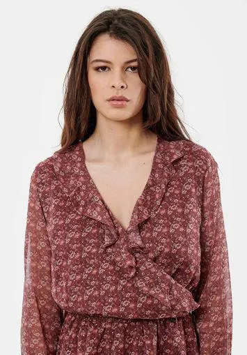 Robe portefeuille fleurie femme