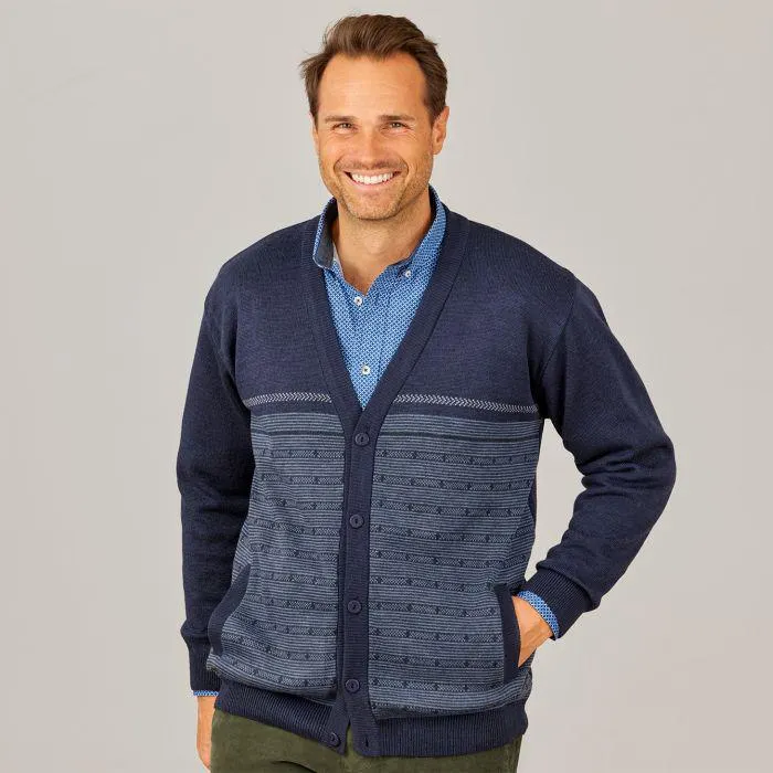 Gilet jacquard col V boutonné