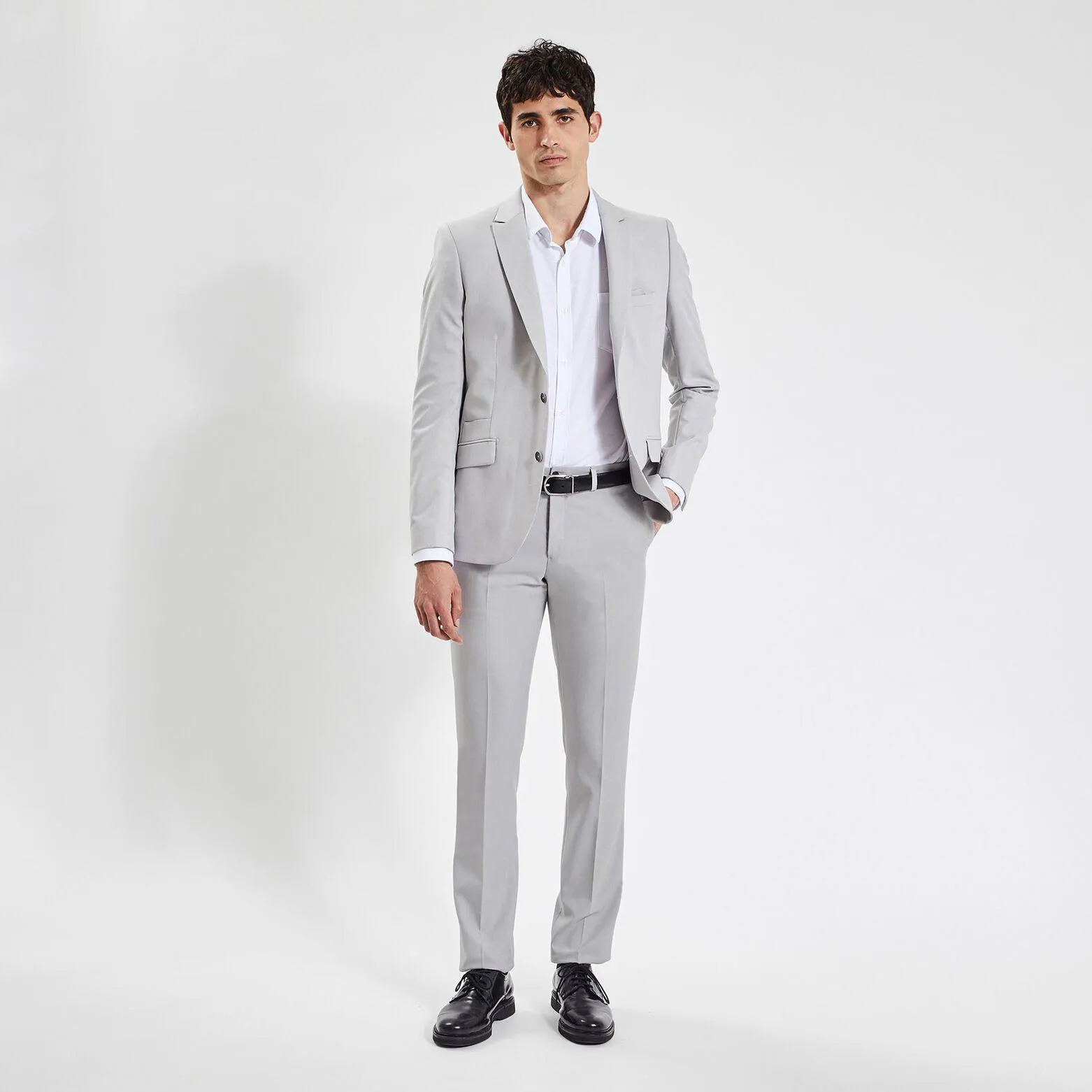 Costume 3 pièces slim bi-ton - Gris clair