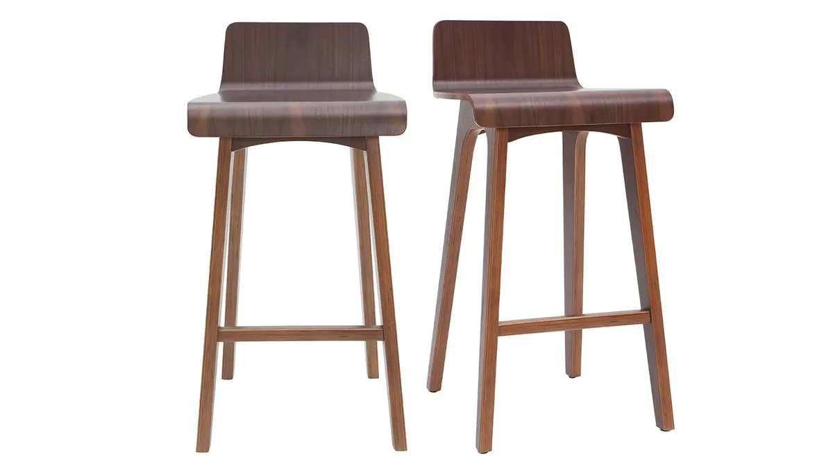 Tabourets de bar scandinaves noyer H65 cm (lot de 2) BALTIK