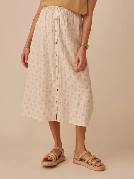Jupe longue grossesse en gaze de coton ENVIE DE FRAISE - sable