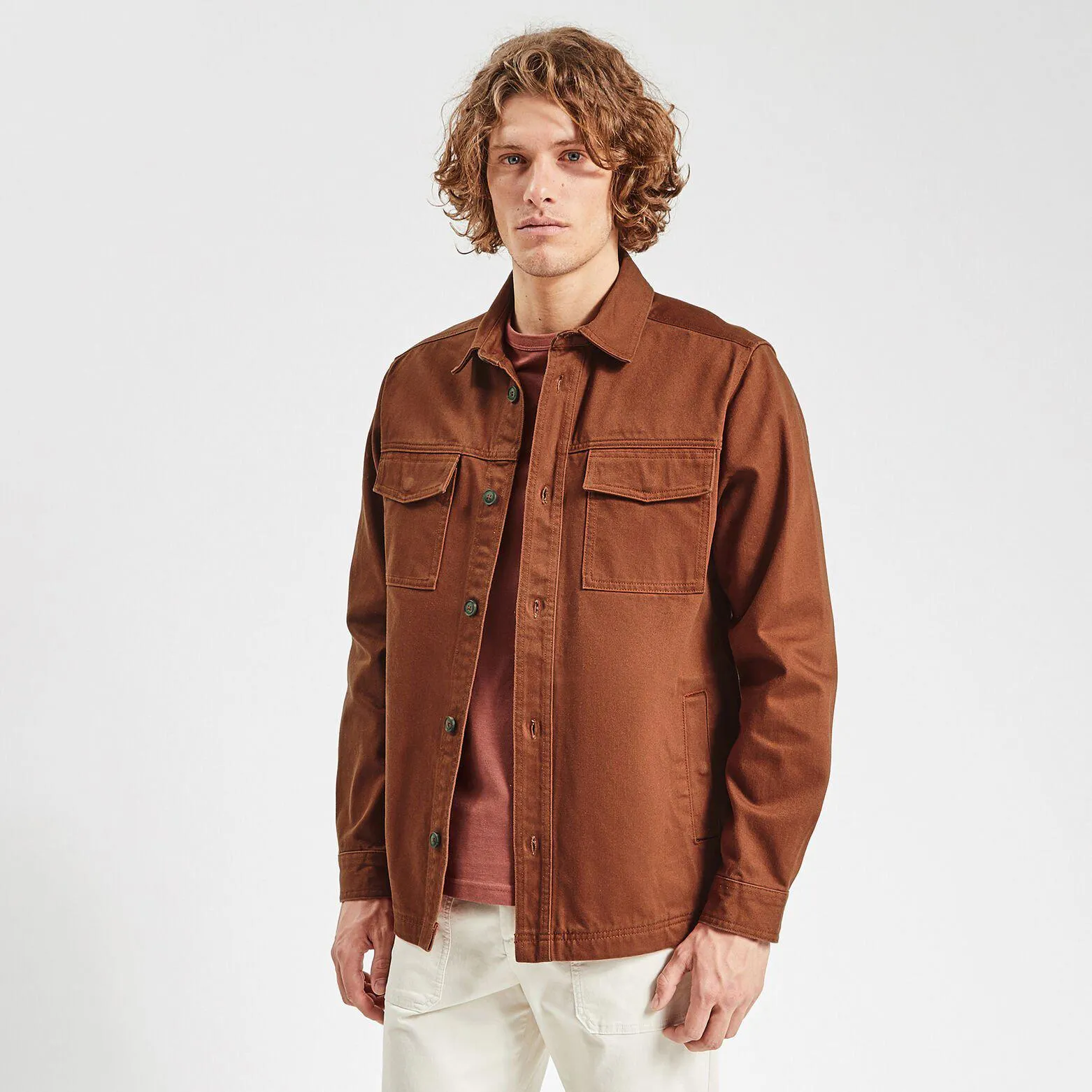 Surchemise regular unie coton recyclé - Orange foncé