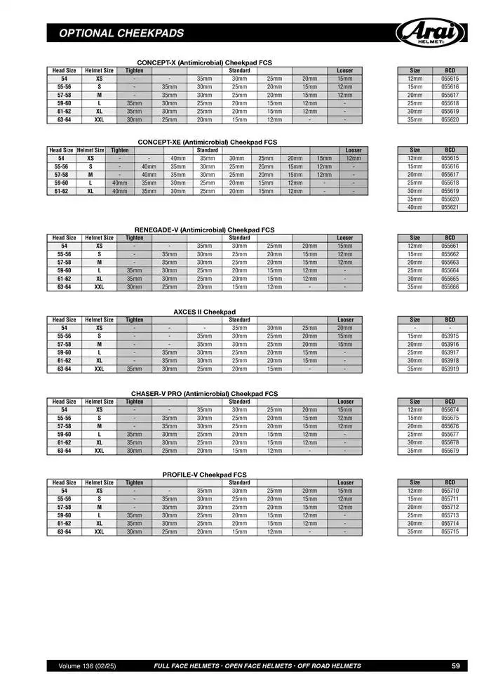 ARAI Parts Book 2025 du 21 février au 31 décembre 2025 - Catalogue page 59
