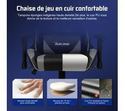 HOMIMASTER Chaise Gaming, Fauteuil Gaming Inclinable 90° à 165° ,accoudoirs Réglables, Charge 150kg, noir-gris