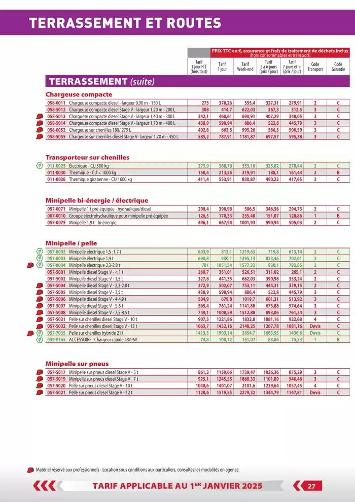 Tarifs particuliers du 3 janvier au 31 décembre 2025 - Catalogue page 29