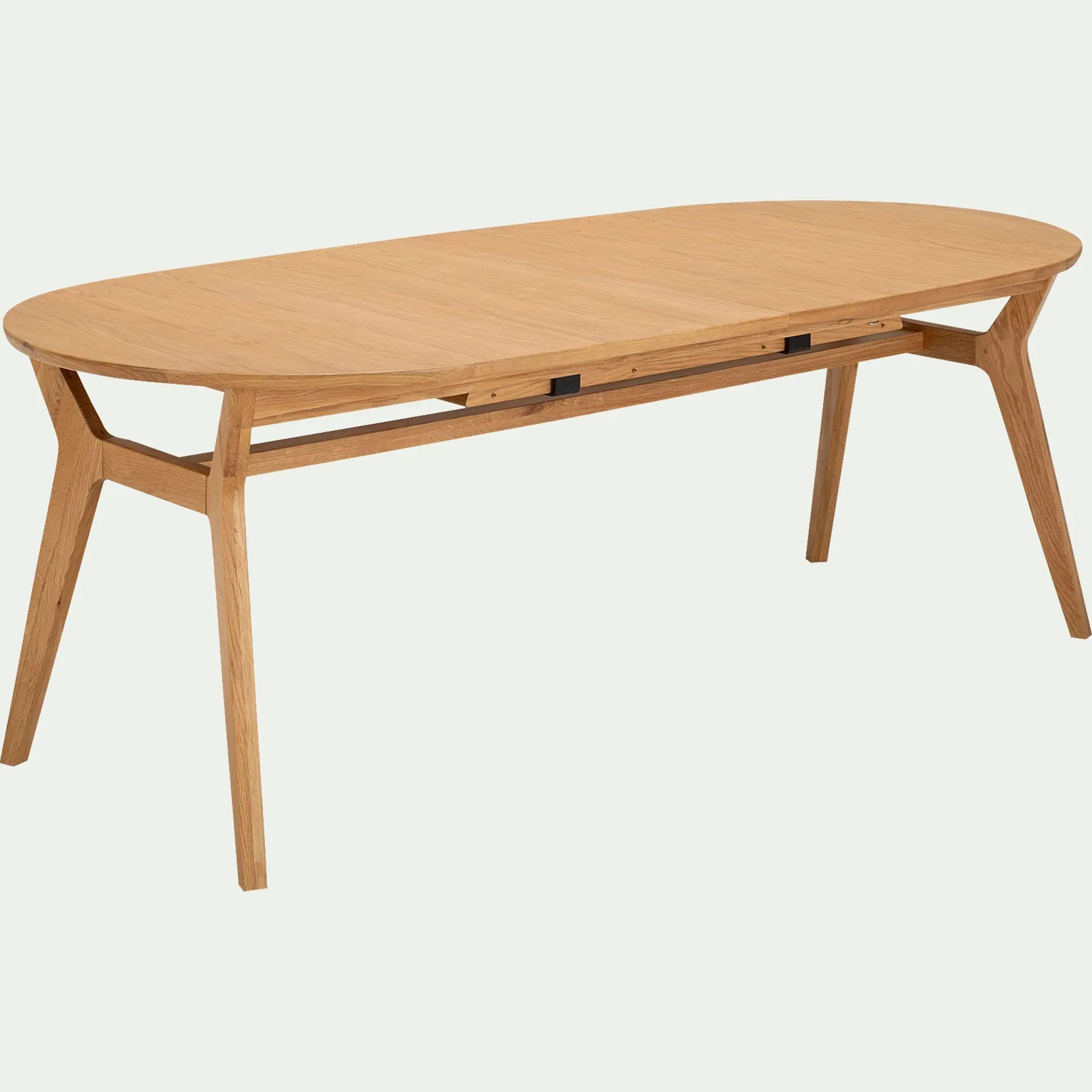 Table de repas ovale extensible en chêne - bois clair (12 places)
