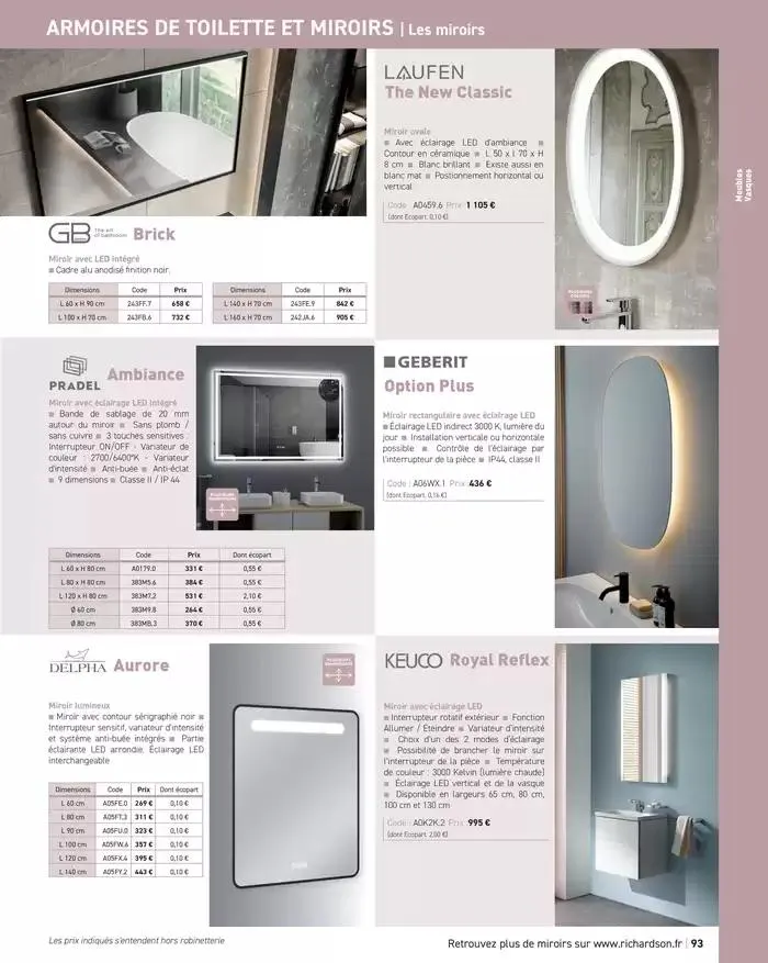 SALLE DE DE BAINS ET CARRELAGE 2025 du 11 avril au 31 décembre 2025 - Catalogue page 95