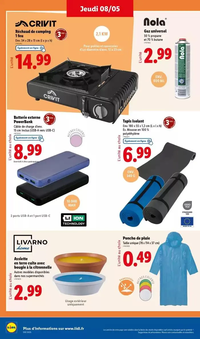 Découvrez des équipements pour vos sorties en plein air et pour embêllir votre jardin ! du 5 mai au 8 mai 2025 - Catalogue page 34