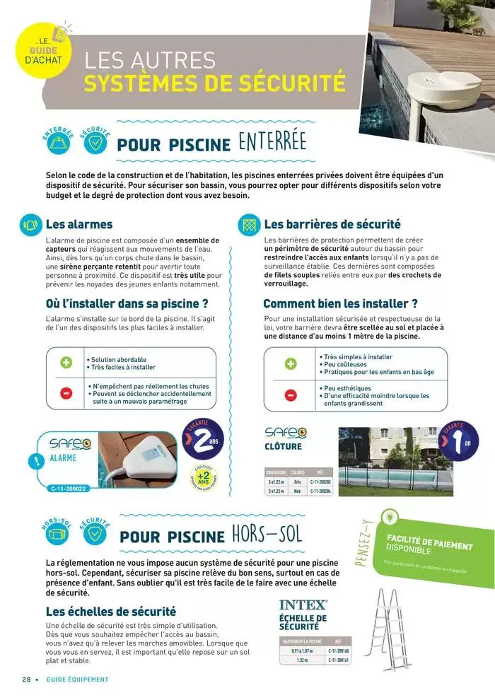 LE GUIDE ÉQUIPER SA PISCINE du 22 avril au 31 août 2025 - Catalogue page 28