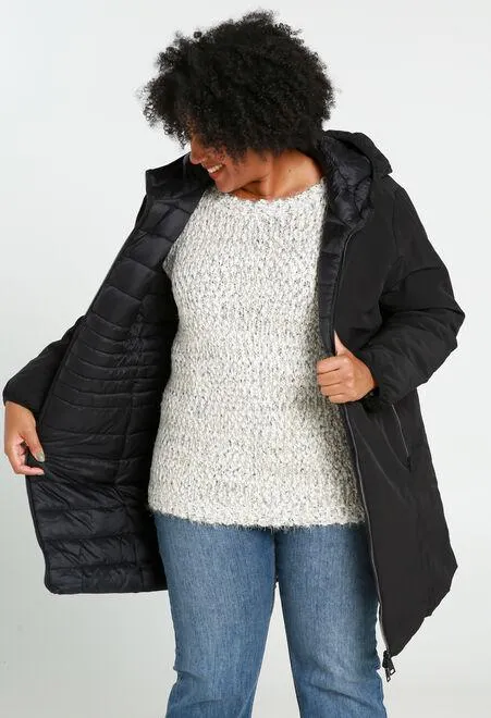 Parka unie réversible à capuche