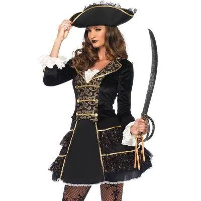 Déguisement Femme - Capitaine des Pirates Luxe avec Chapeau - Taille au Choix