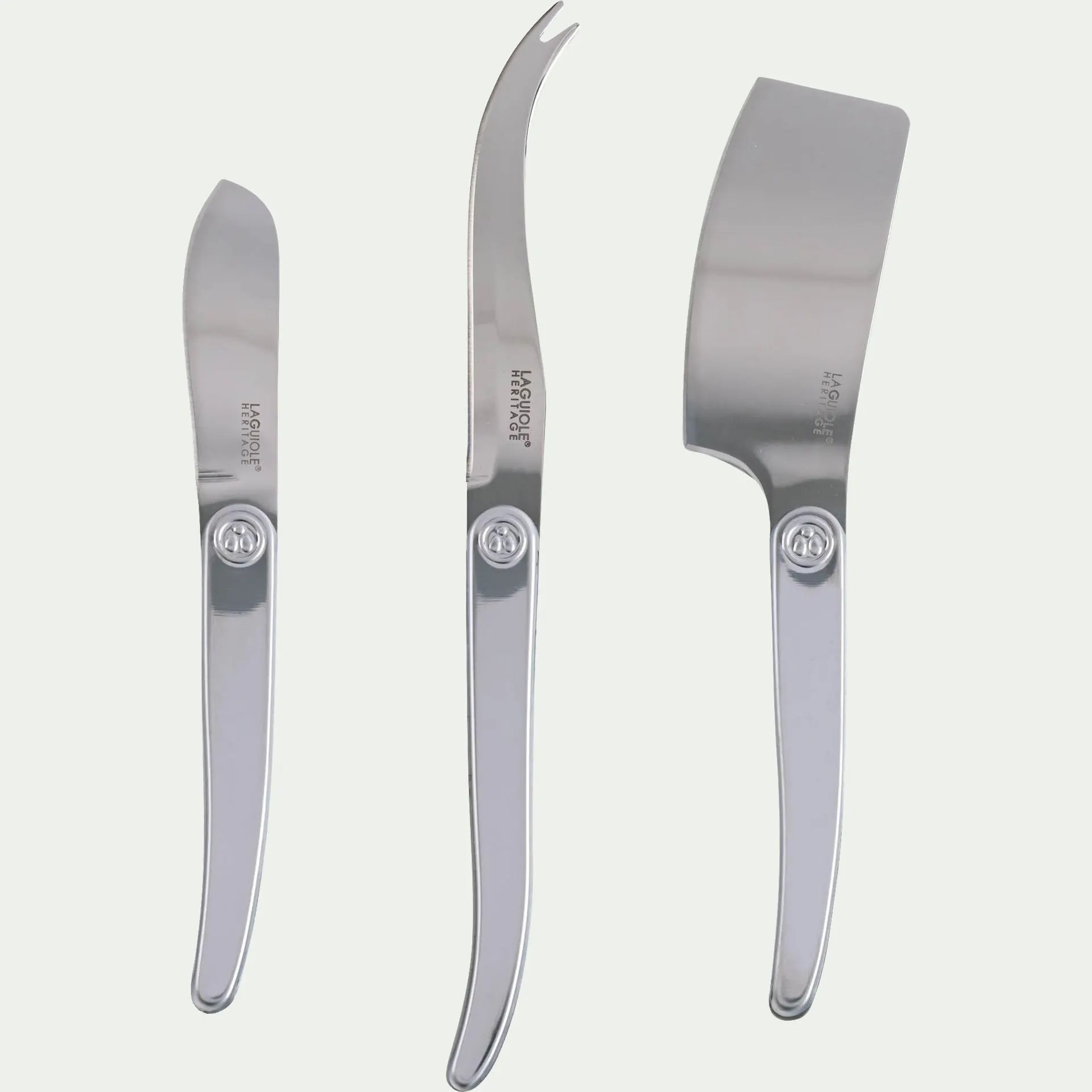 Lot de 3 couteaux à fromage en inox - argenté