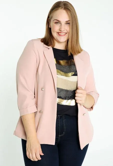 Blazer uni ouvert avec boutons d'officiers