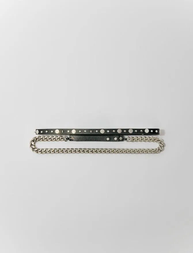 Double ceinture cuir et chaîne