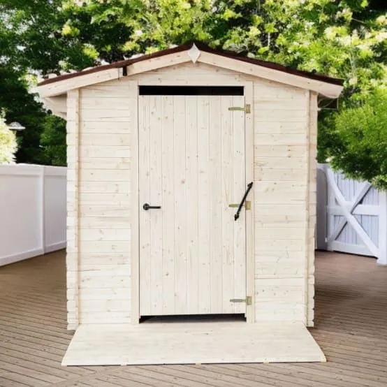 Abri WC bois massif avec plancher adapté aux Personnes à Mobilité Réduite / 20 mm / ALPINA TOILETTES SECHES PMR / surface extérieure : 6,71 m2