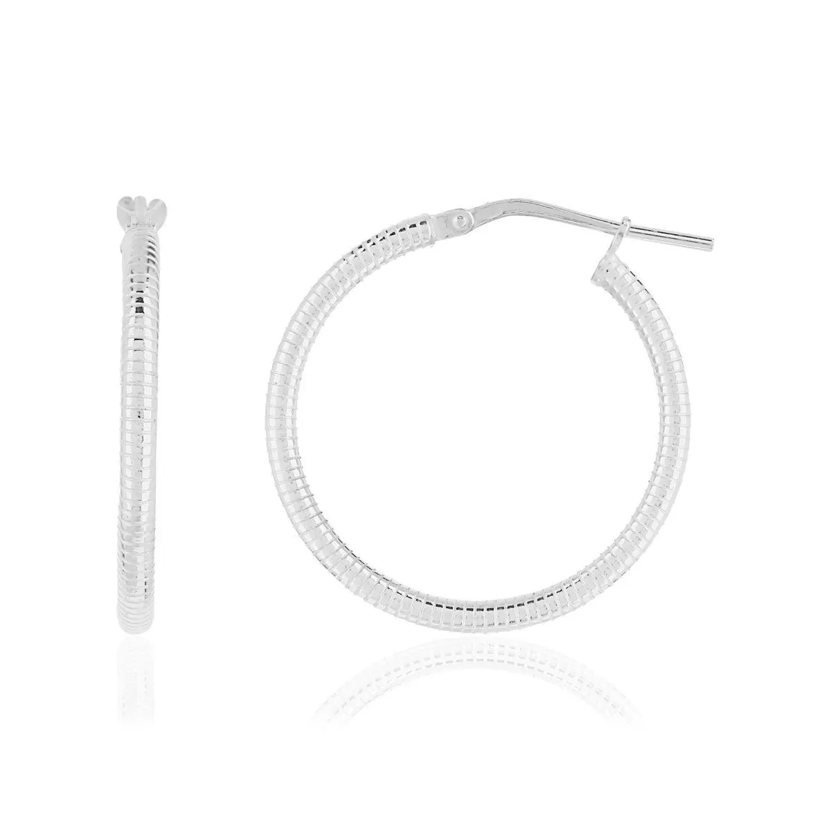 Créoles argent 925 striées 25 mm