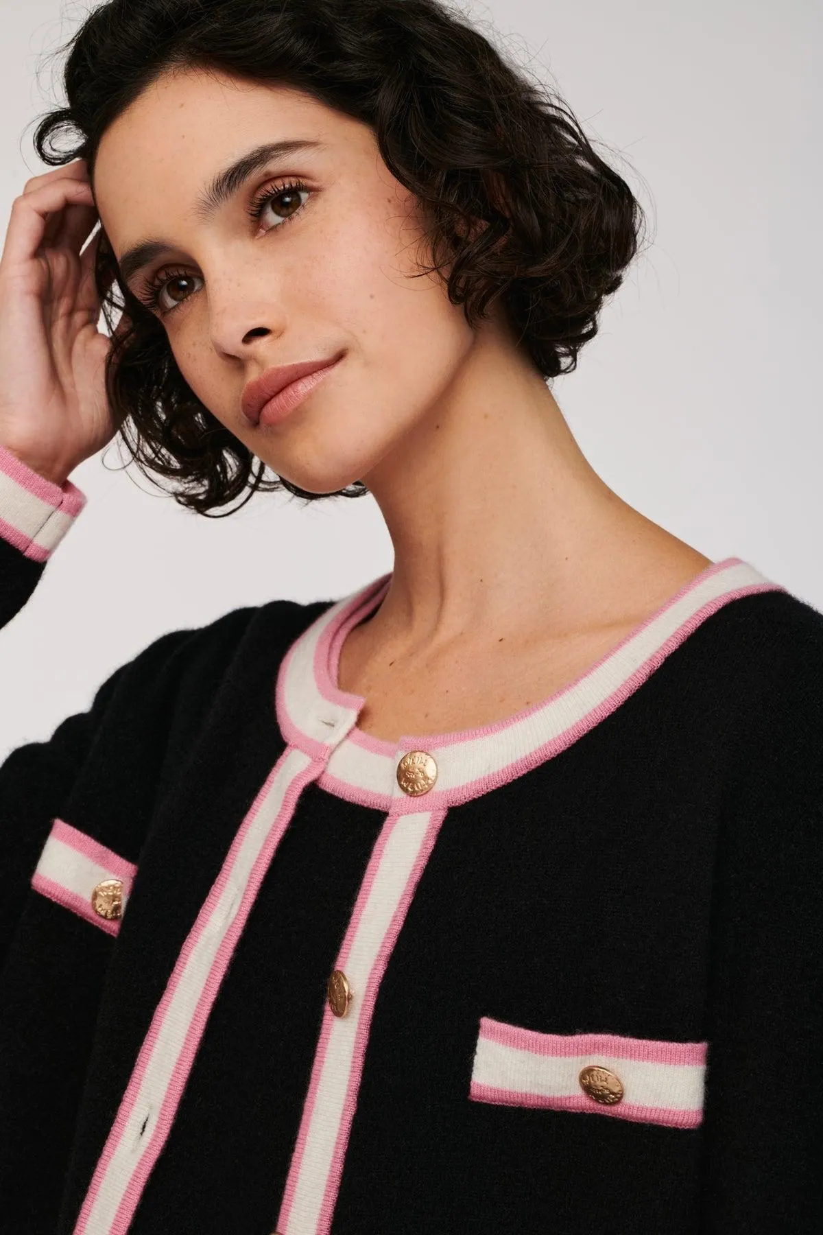 Cardigan bi-color en cachemire