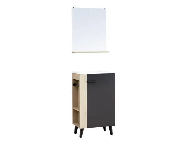 Ensemble meuble et miroir Tamora noir L. 50 cm