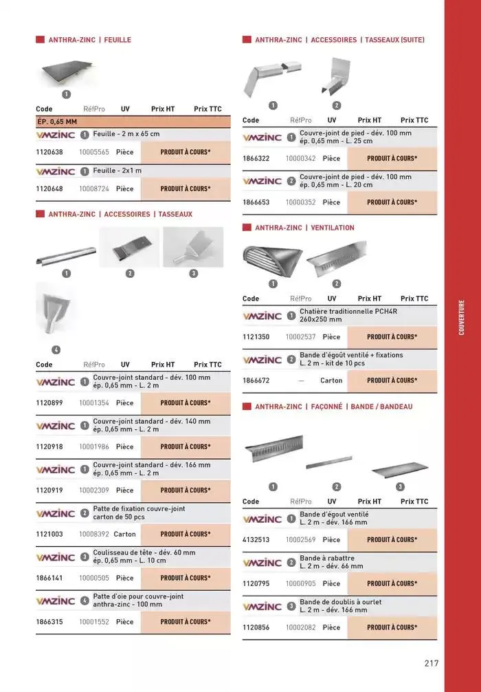 Matériaux 2025 du 1 janvier au 31 décembre 2025 - Catalogue page 217