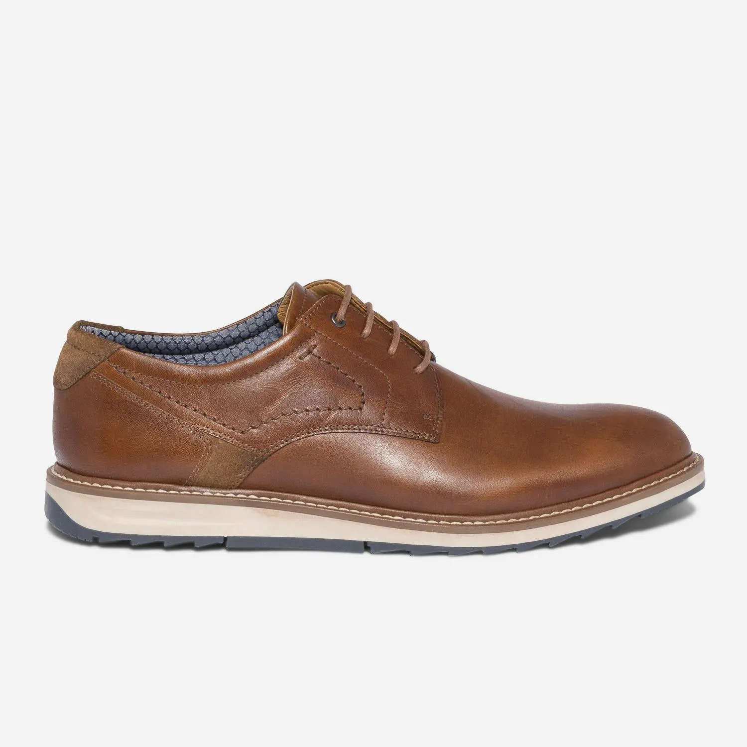 Derby confort camel en cuir