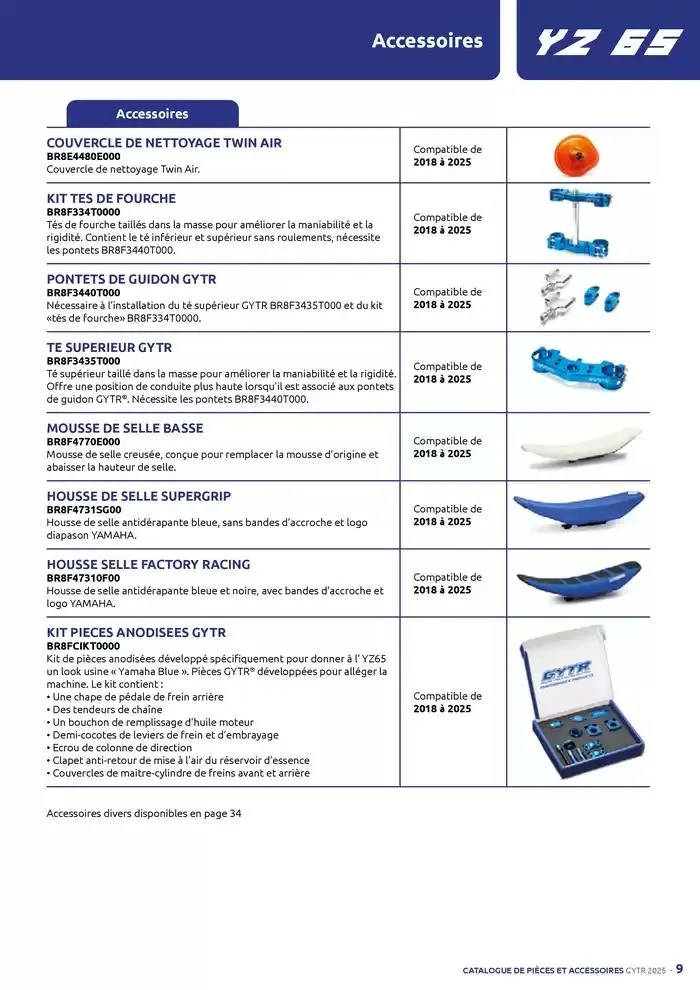 Catalogue Yamaha Motos - Accessoires GYTR Off Road du 23 septembre au 30 avril 2025 - Catalogue page 9