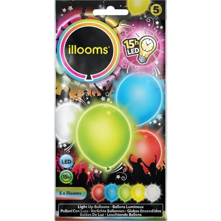 Lot de 5 ballons à led unis