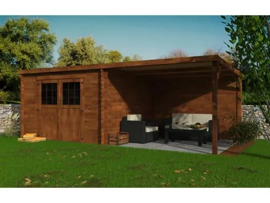 Abri de jardin bois traité auvent toit plat 18m² Eden Décor et Jardin