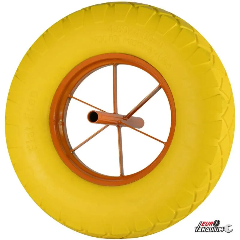 Roue de brouette pleine increvable diamètre 390 mm avec axe diamètre 20 mm
