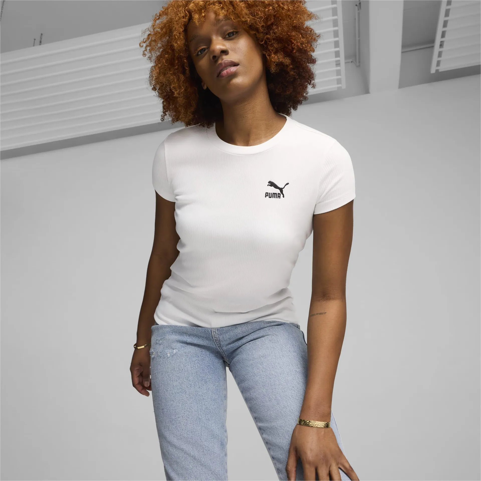 T-shirt côtelé coupe étroite CLASSICS Femme