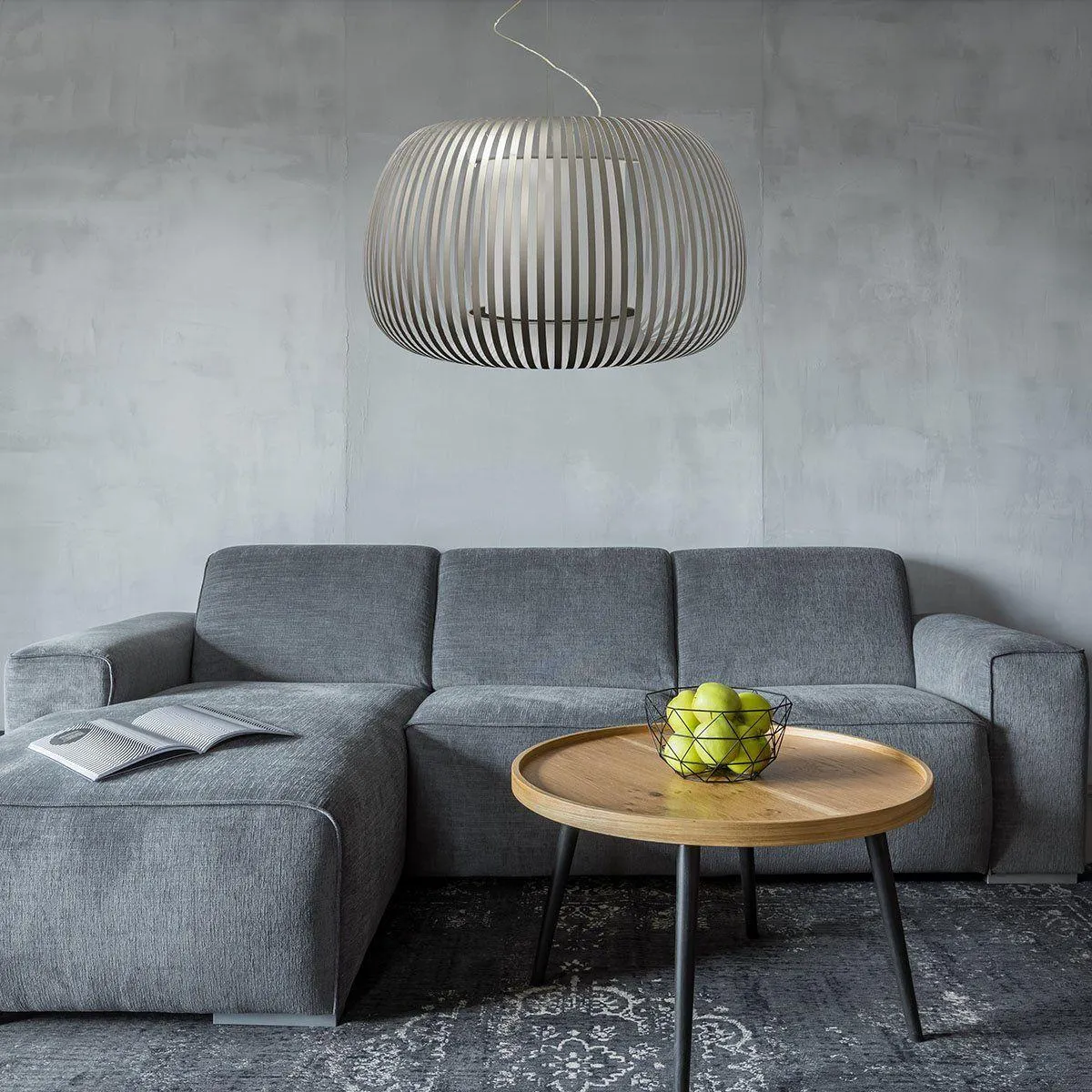 Suspension ESTENO en PVC argent et blanc